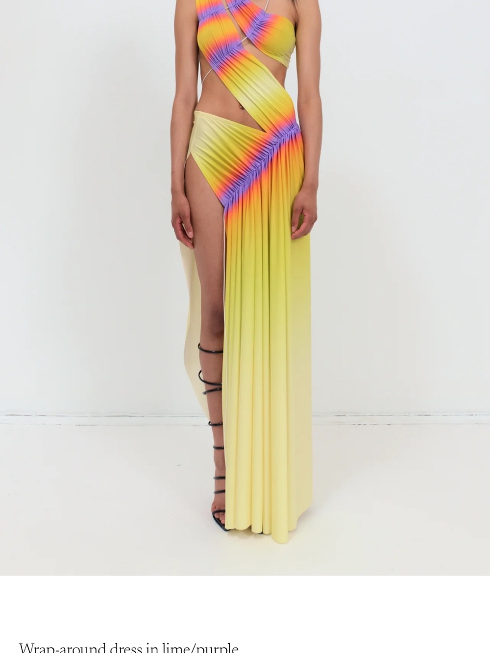 FAL-ASH Lime Gradient Cut-Out Wrap Skirt (never worn)